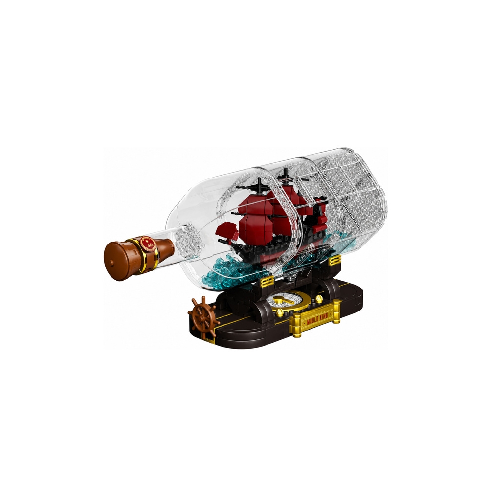 Konstruktorius Laivas butelyje – dekoratyvinis burlaivis, rudos spalvos, 885 dalių-Žaislai, Konstruktoriai, Lego, statybiniai bl