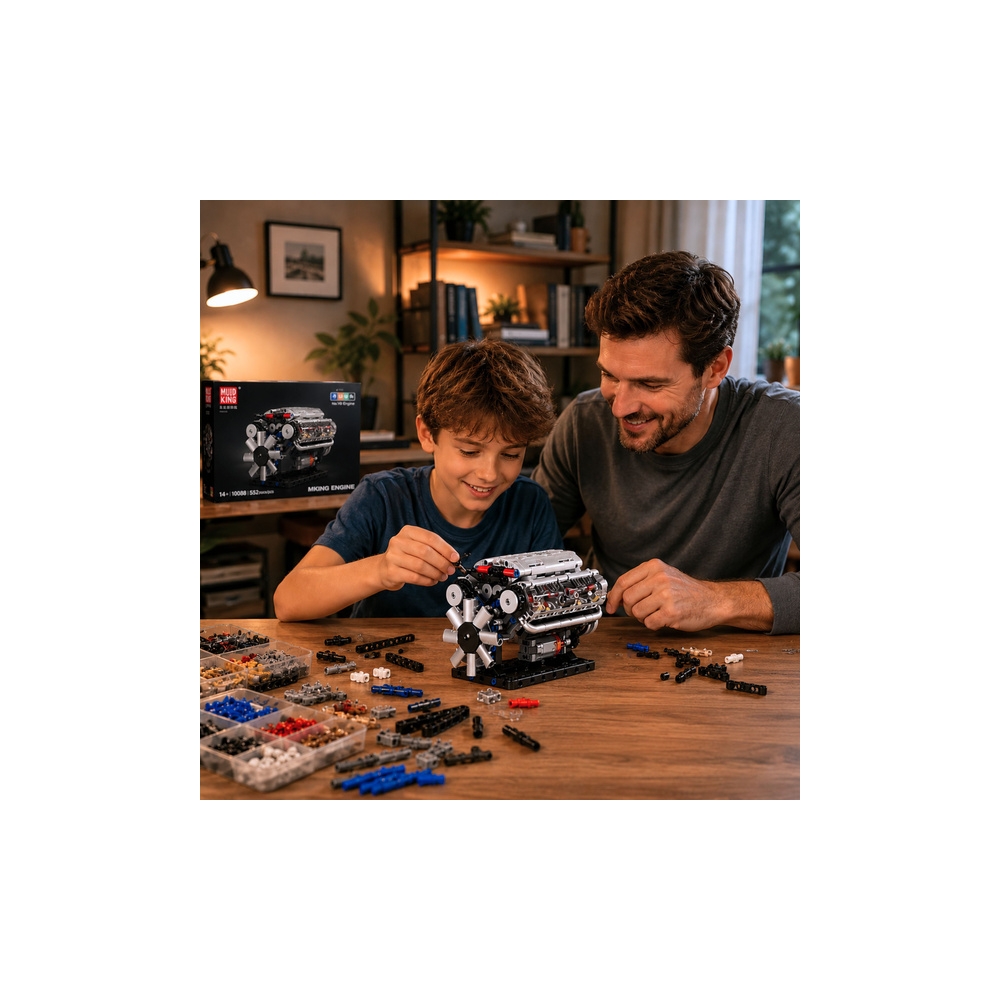 Konstruktorius V8 variklis – mechaninis modelis su judančiais stūmokliais, 552 el.