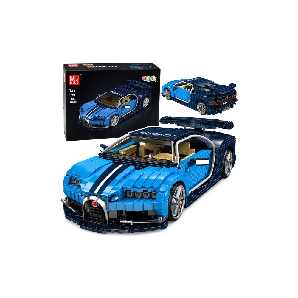 Konstruktorius Bugatti sportinis automobilis, mėlynos spalvos, 1212 el.