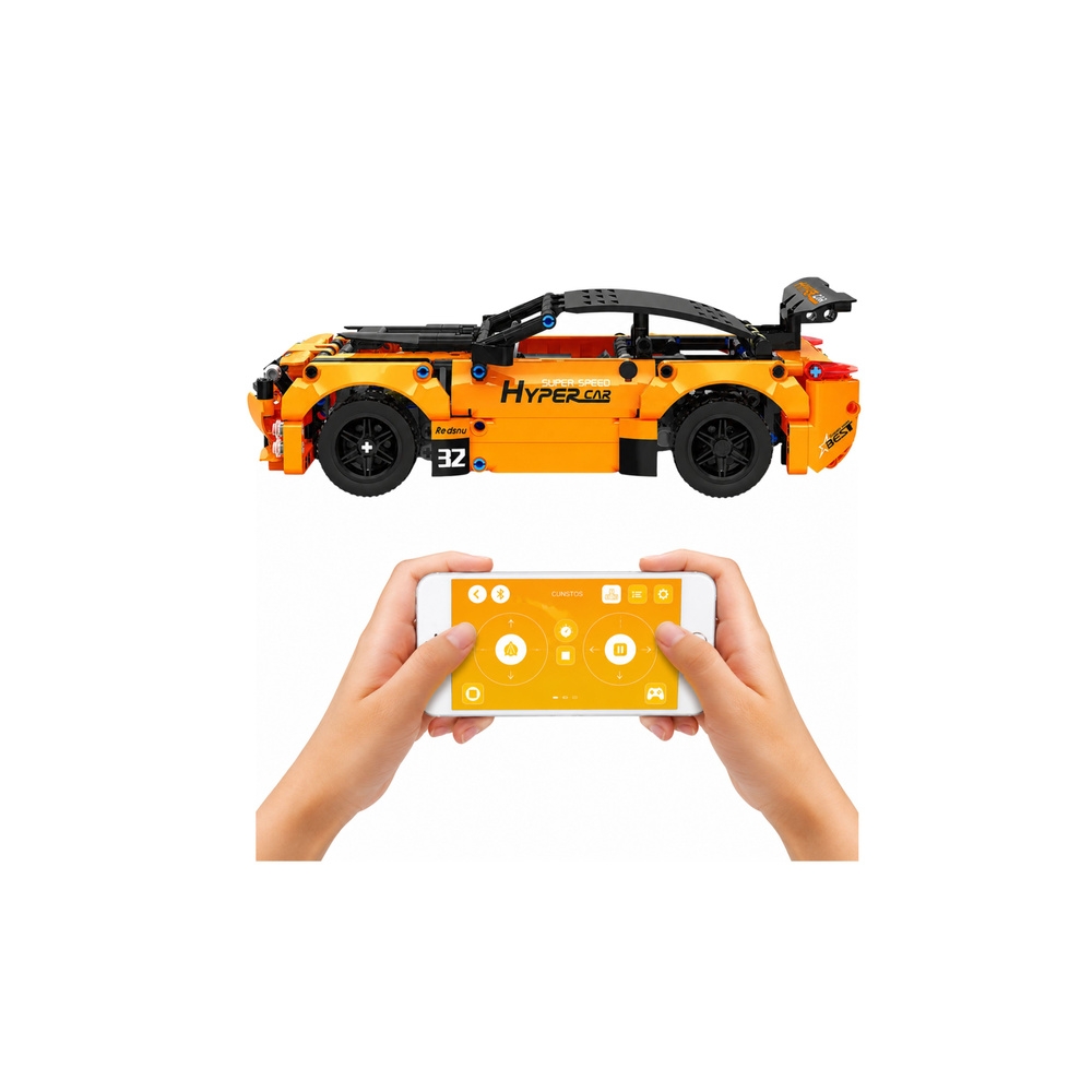 Konstruktorius, nuotoliniu būdu valdomas automobilis, oranžinis, 545 el.