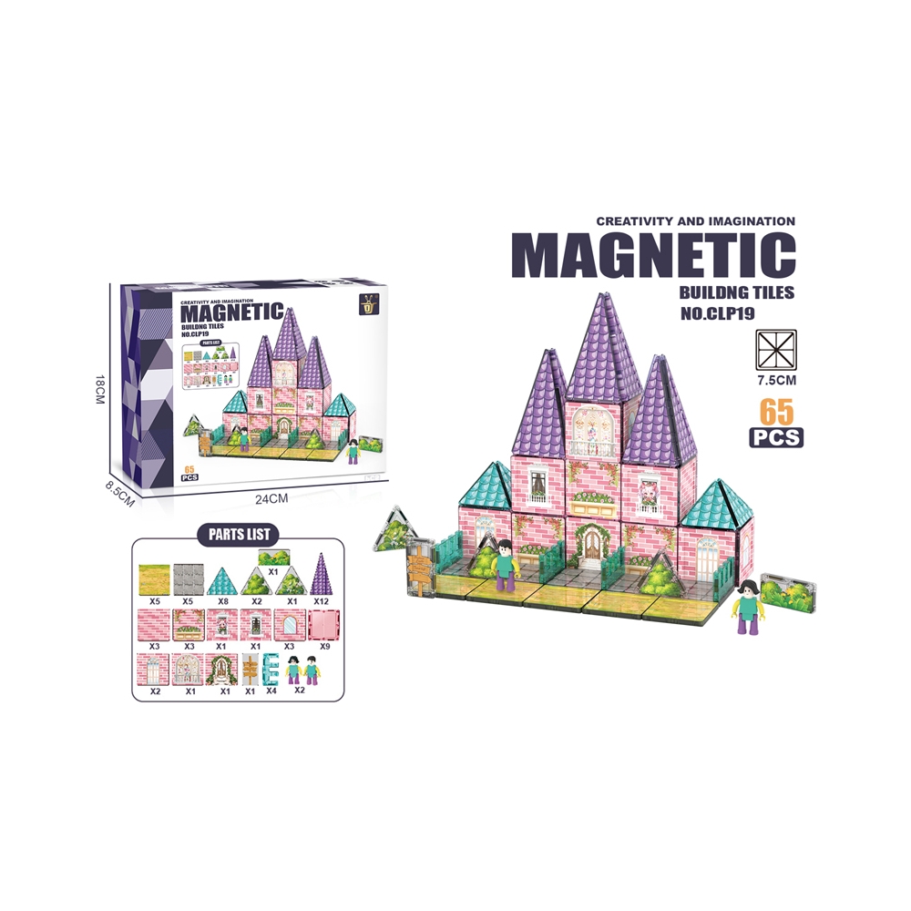 Klocki magnetyczne 65 elementów Zamek