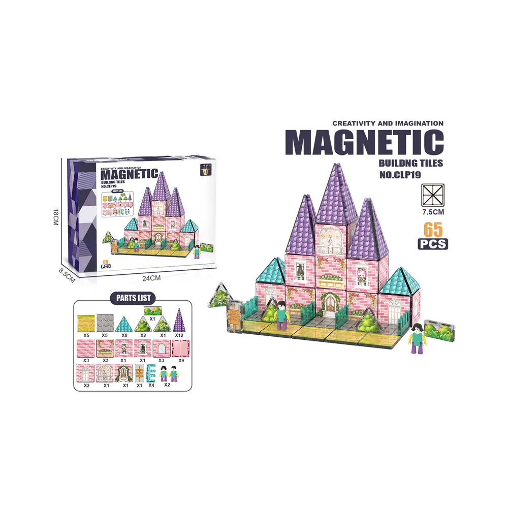 Klocki magnetyczne 65 elementów Zamek