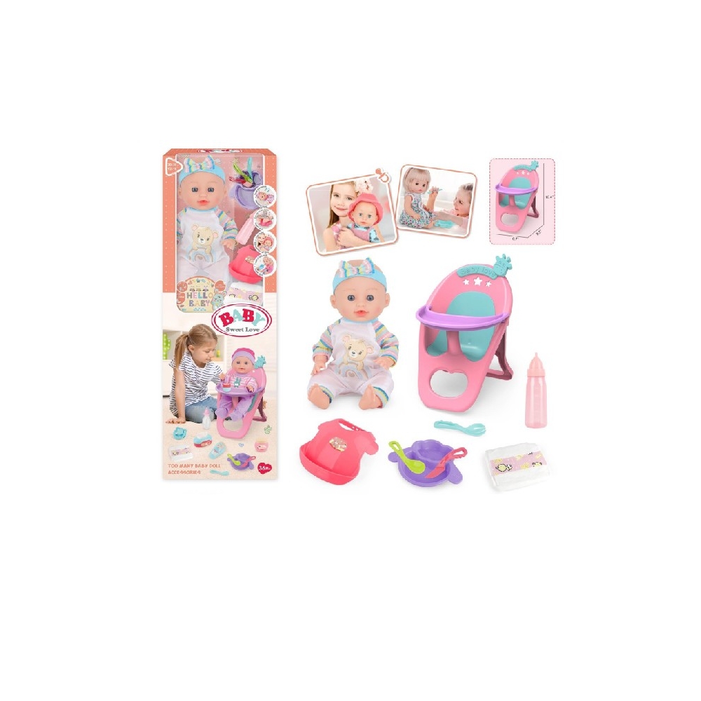 Lalka bobas Baby Sweet Love + zestaw do karmienia