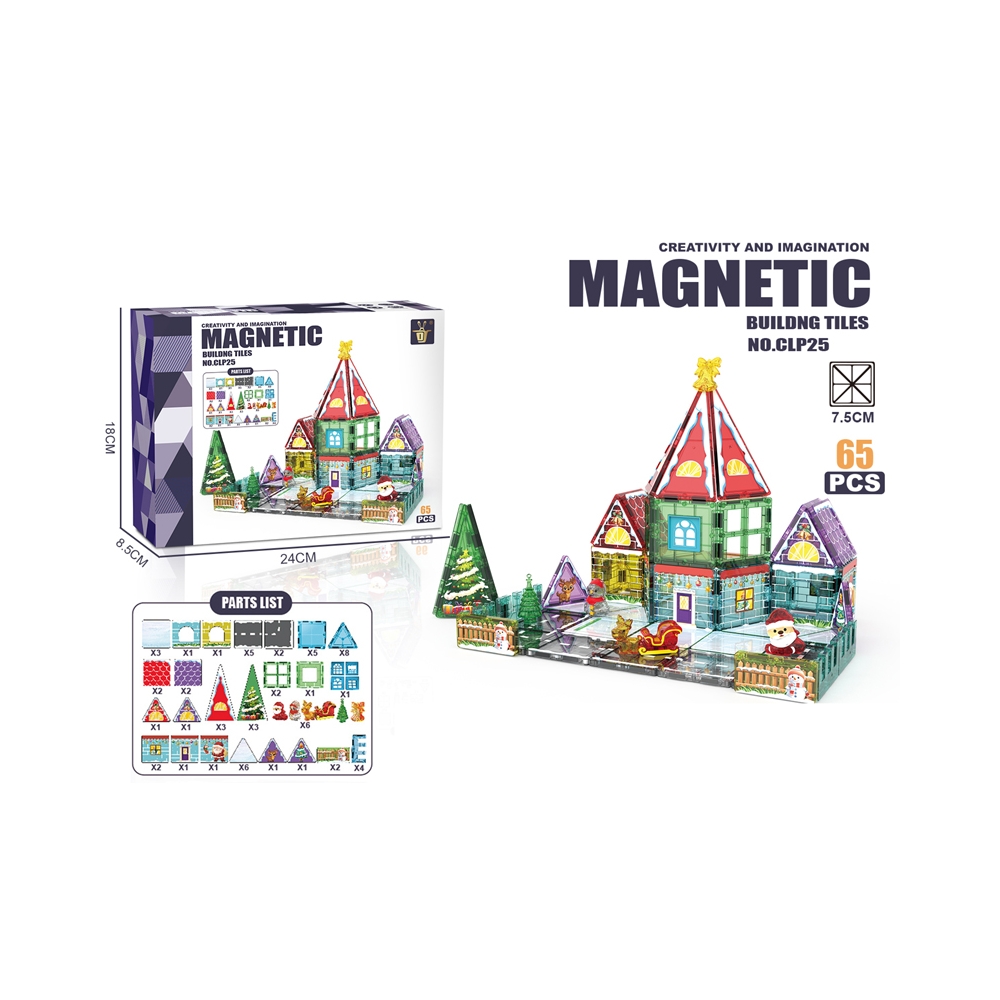 Klocki magnetyczne domek Mikołaja 65 elem