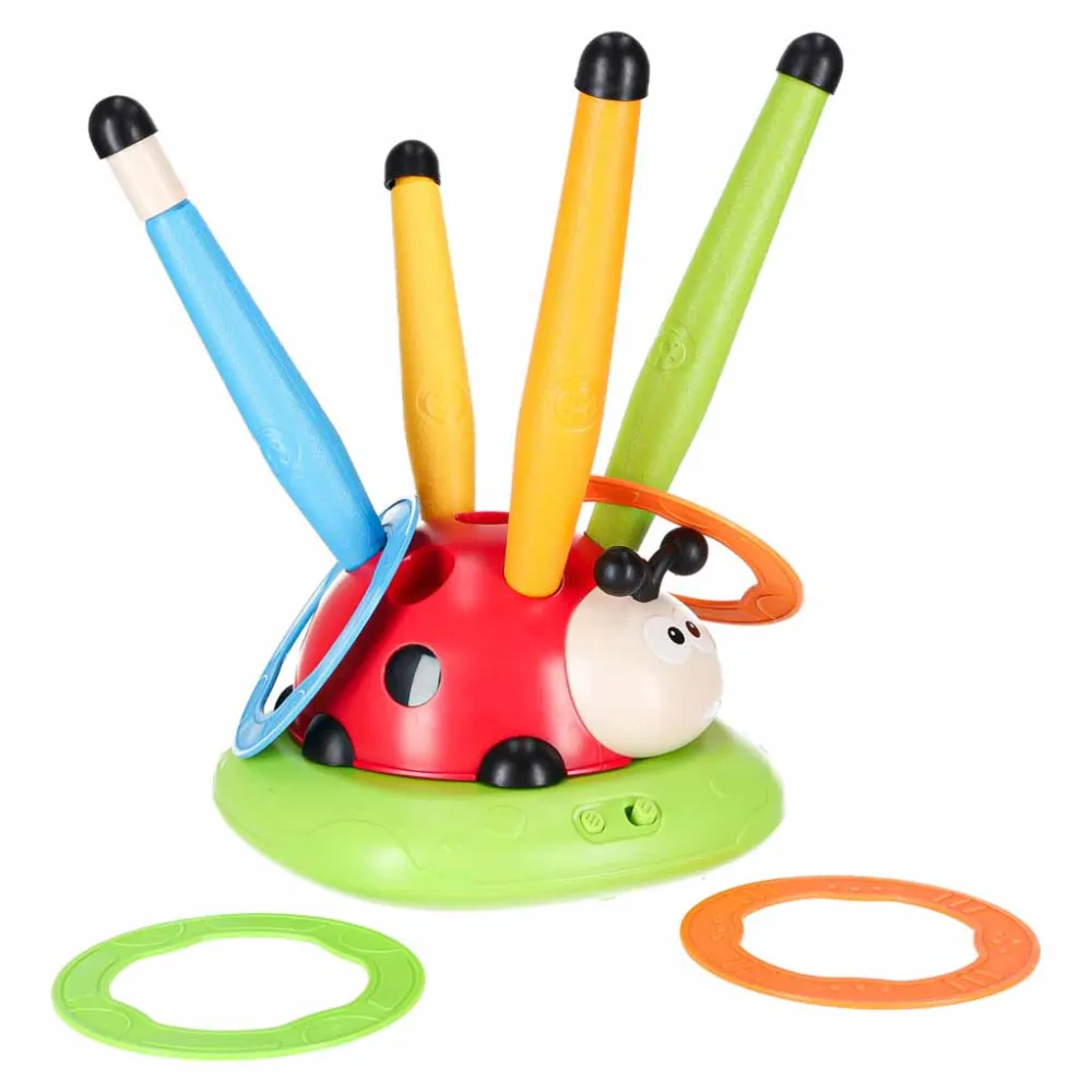 Vaikiškas arkadinis žaidimas besisukantis stulpas ladybird target throw 5in1