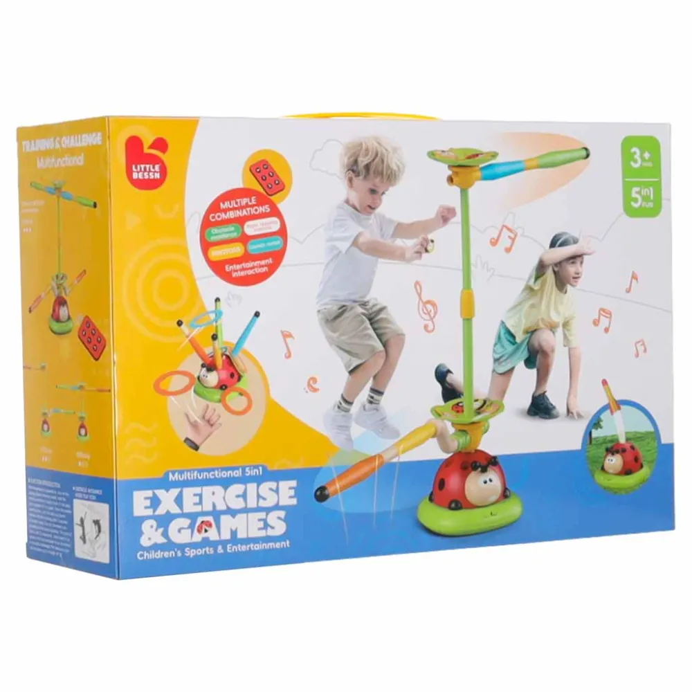 Vaikiškas arkadinis žaidimas besisukantis stulpas ladybird target throw 5in1