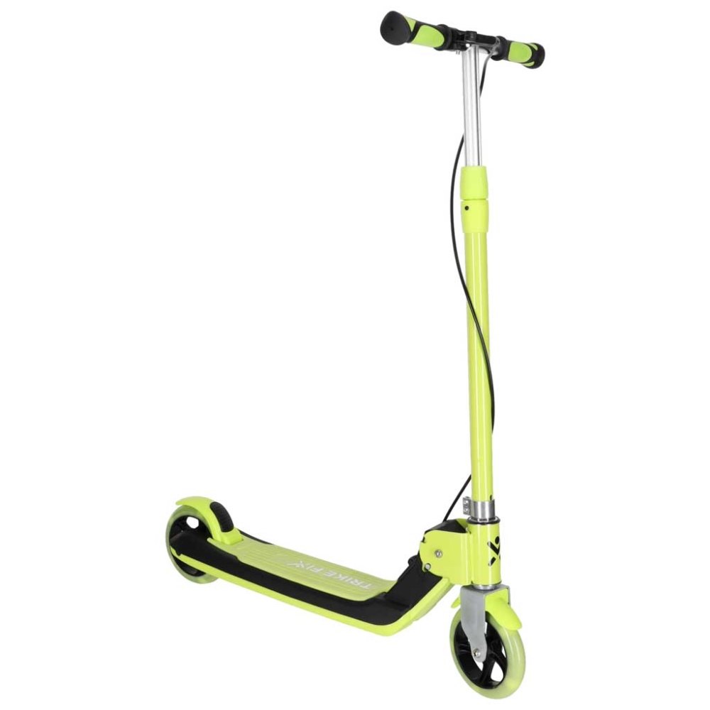 TRIKE FIX vaikiškas dviejų ratų LED sulankstomas paspirtukas su dvigubais stabdžiais neoninės žalios spalvos
