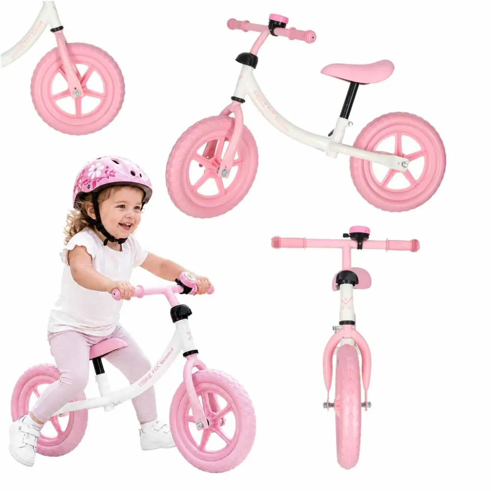 Trike Fix Balance krosinis dviratis su varpeliu rožinės spalvos