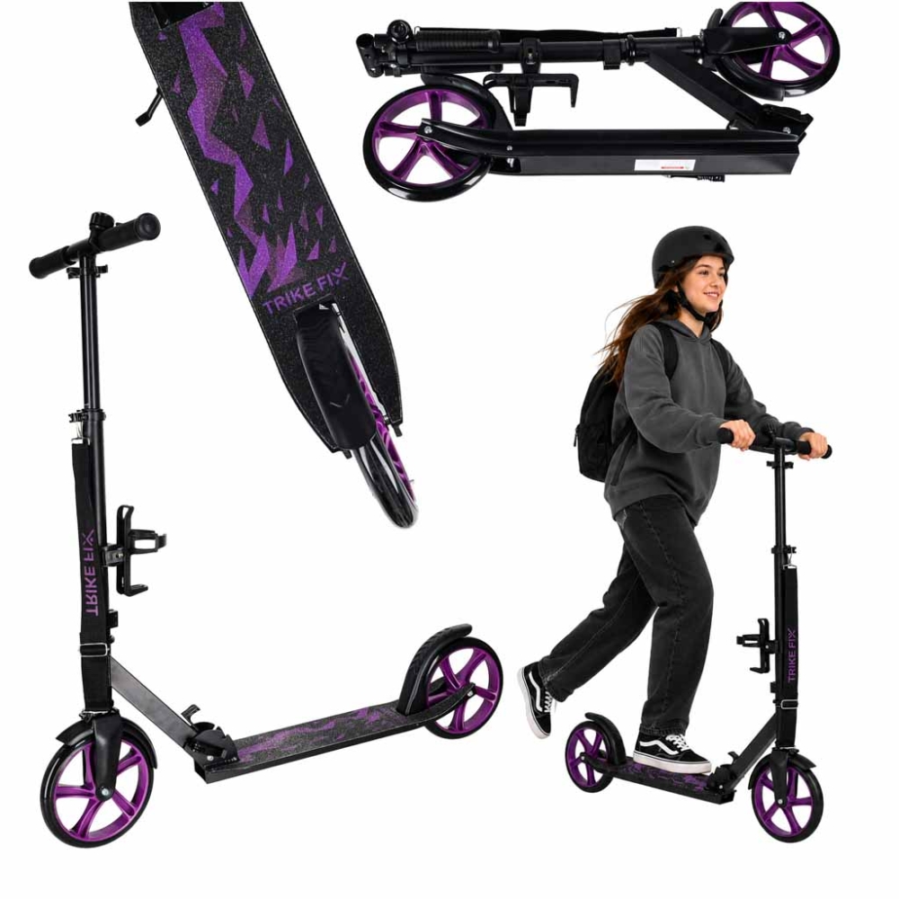 Trike Fix miesto motoroleris sulankstomas 200 mm ratai juodai violetinės spalvos