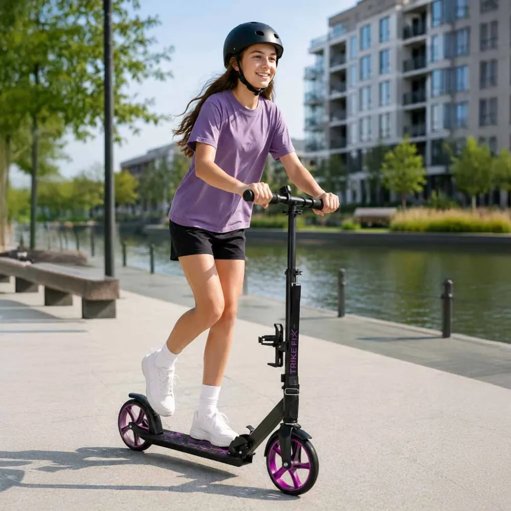 Trike Fix miesto motoroleris sulankstomas 200 mm ratai juodai violetinės spalvos