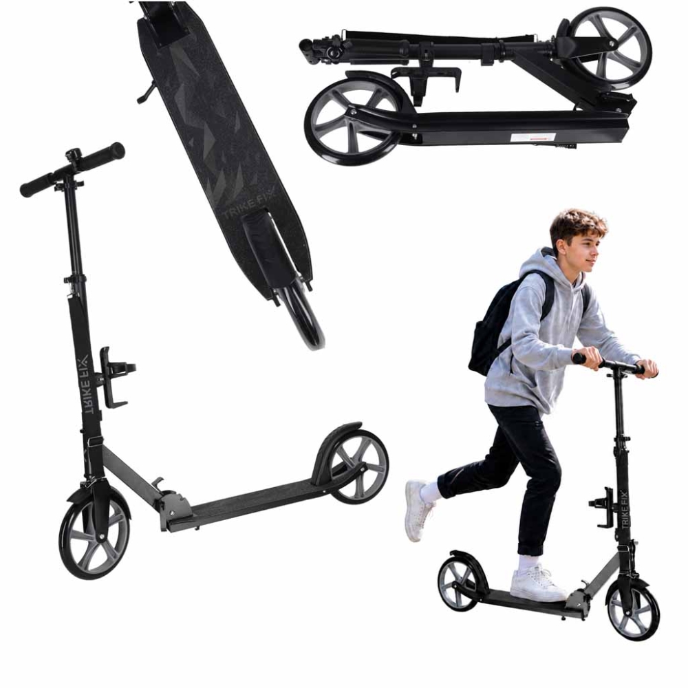 Trike Fix miesto motoroleris sulankstomas 200 mm ratais juodas/pilkas