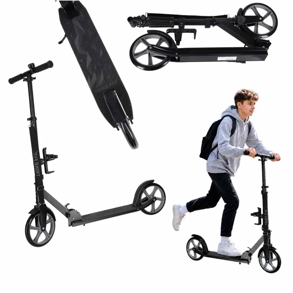 Sulankstomas paspirtukas Trike Fix 200 mm ratais, juodas/pilkas-Judėjimui, Paspirtukai vaikams-e-vaikas