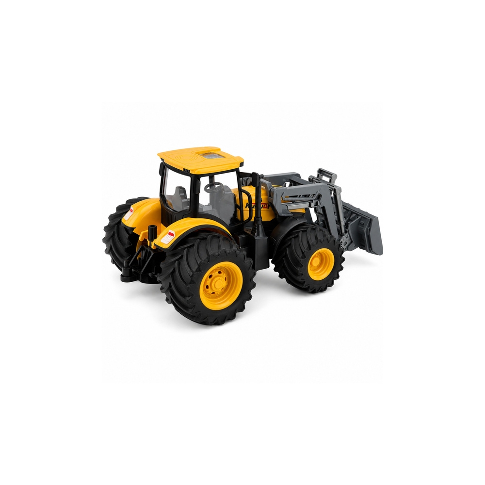 Žemės ūkio traktorius su buldozeriu, šviesomis ir garsais, geltonas, 1:24-Žaislai, Auto ir transporto žaislai, Traktoriai-e-vaik