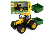 Traktor Rolniczy Farmerski Z Rozsiewaczem Nawozu Światła Dźwięk Żółty 1:24
