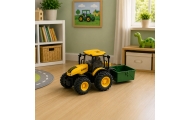 Traktor Rolniczy Farmerski Z Rozsiewaczem Nawozu Światła Dźwięk Żółty 1:24