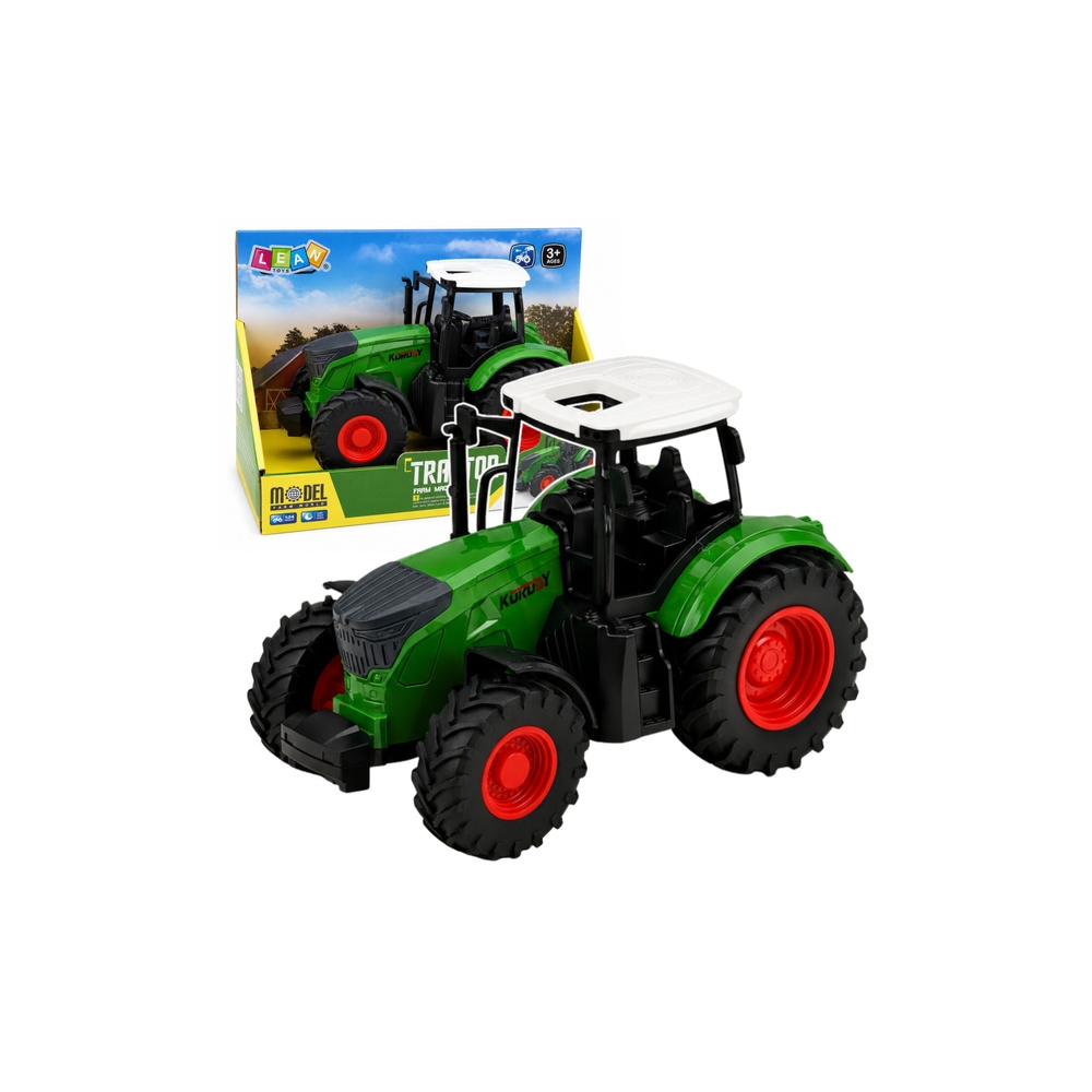 Žemės ūkio traktorius su guminiais ratais, baltos ir žalios spalvos, 1:24-Žaislai, Auto ir transporto žaislai, Traktoriai-e-vaik