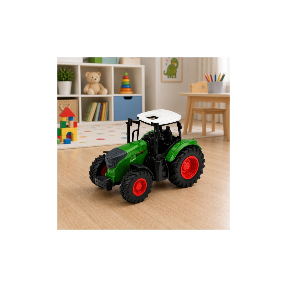 Traktor Rolniczy Farmerski Gospodarski Gumowe Koła Biało Zielony 1:24