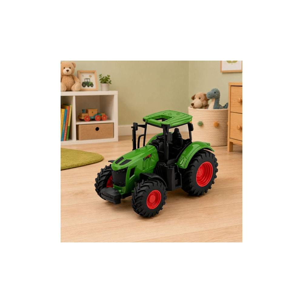Žemės ūkio traktorius su guminiais ratais, žalias, 1:24-Žaislai, Auto ir transporto žaislai, Traktoriai-e-vaikas