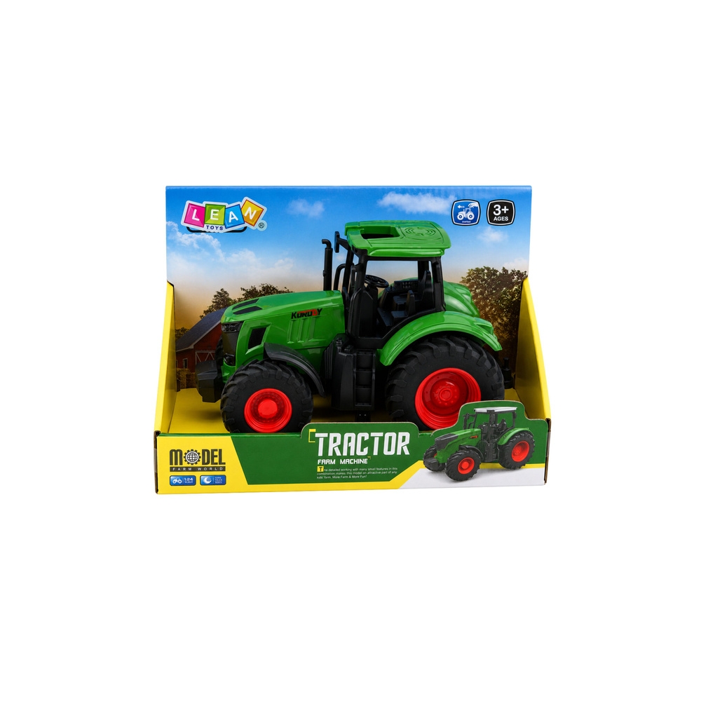 Žemės ūkio traktorius su guminiais ratais, žalias, 1:24-Žaislai, Auto ir transporto žaislai, Traktoriai-e-vaikas