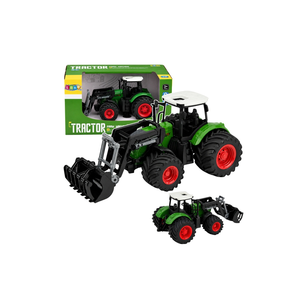 Žemės ūkio traktorius su priekiniu krautuvu, guminiais ratais, žalias, 1:24-Žaislai, Auto ir transporto žaislai, Traktoriai-e-va