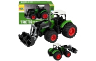 Žemės ūkio traktorius su priekiniu krautuvu, guminiais ratais, žalias, 1:24-Žaislai, Auto ir transporto žaislai, Traktoriai-e-va