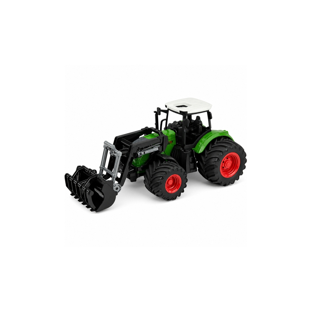 Traktor Rolniczy Farmerski Z Ładowaczem Czołowym Gumowe Koła Zielony 1:24