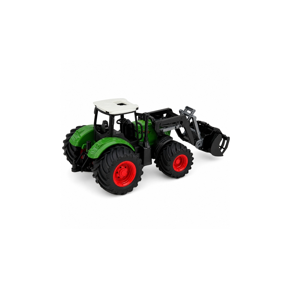 Traktor Rolniczy Farmerski Z Ładowaczem Czołowym Gumowe Koła Zielony 1:24