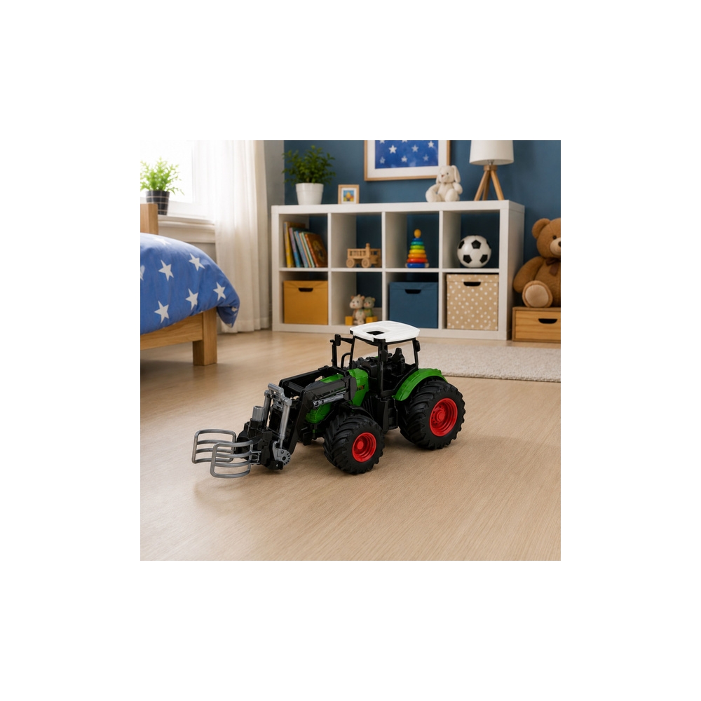Traktor Rolniczy Farmerski z Chwytakiem Do Bel Gumowe Koła Zielony 1:24
