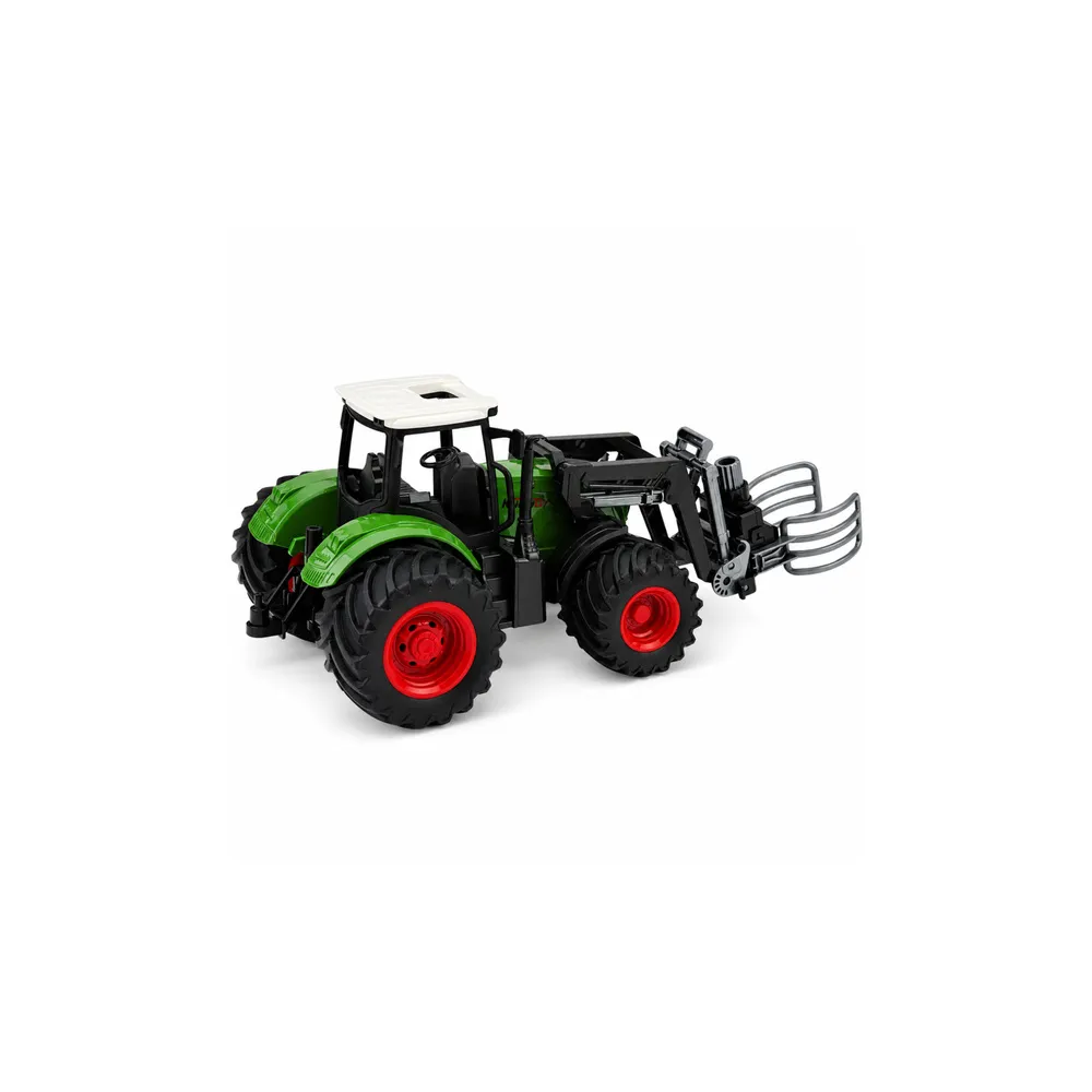 Traktor Rolniczy Farmerski z Chwytakiem Do Bel Gumowe Koła Zielony 1:24