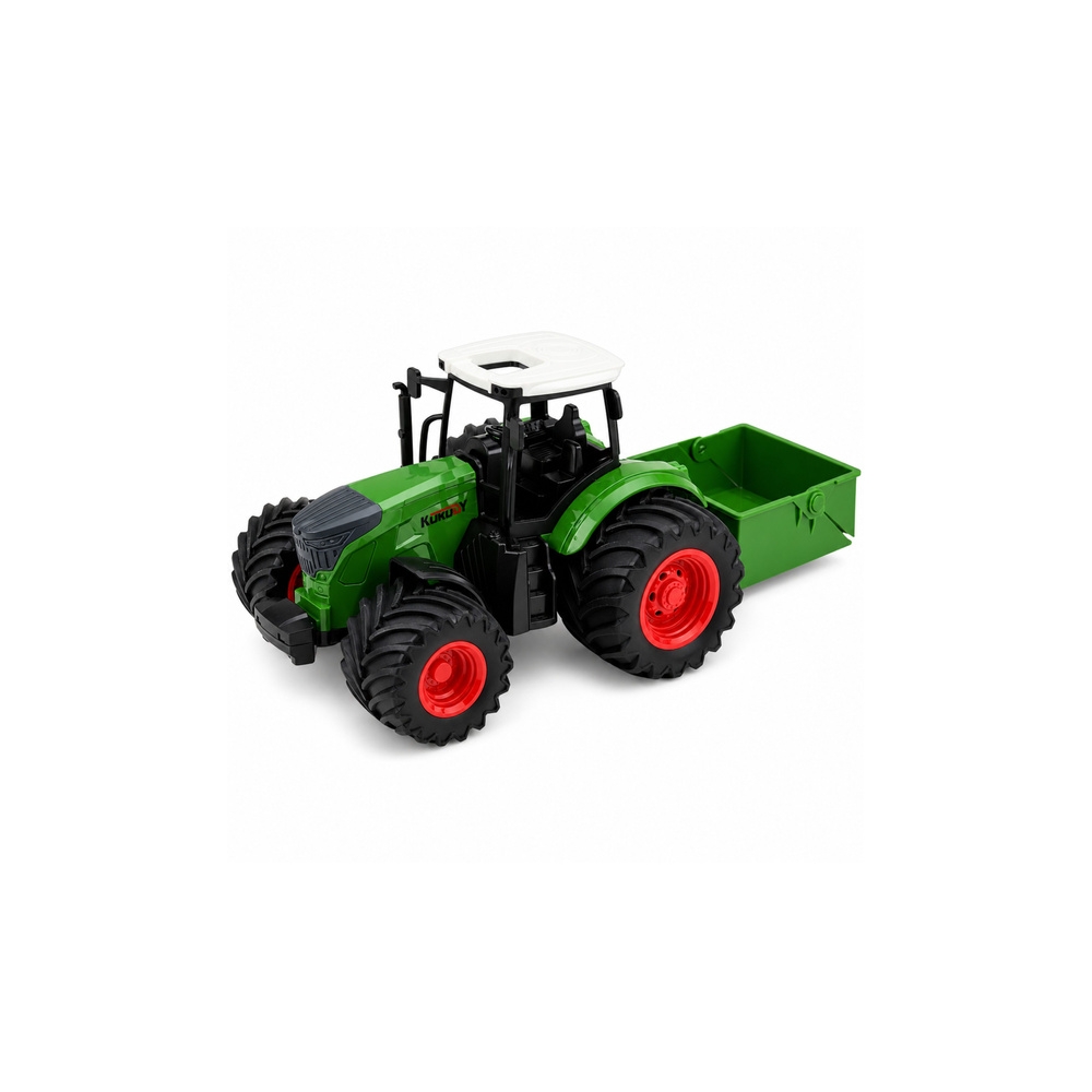 Traktor Rolniczy Farmerski Z Rozsiewaczem Nawozu Gumowe Koła Zielony 1:24