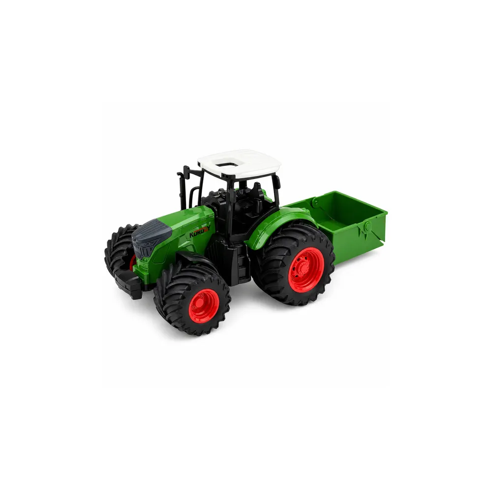 Traktor Rolniczy Farmerski Z Rozsiewaczem Nawozu Gumowe Koła Zielony 1:24