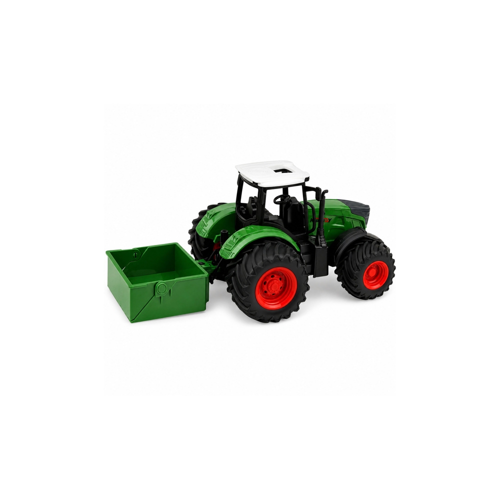 Traktor Rolniczy Farmerski Z Rozsiewaczem Nawozu Gumowe Koła Zielony 1:24