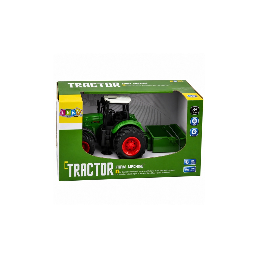 Žemės ūkio traktorius su trąšų barstytuvu, guminiais ratais, žalias, 1:24-Žaislai, Auto ir transporto žaislai, Traktoriai-e-vaik