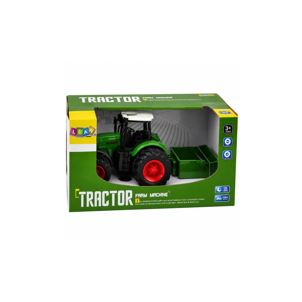 Žemės ūkio traktorius su trąšų barstytuvu, guminiais ratais, žalias, 1:24-Žaislai, Auto ir transporto žaislai, Traktoriai-e-vaik
