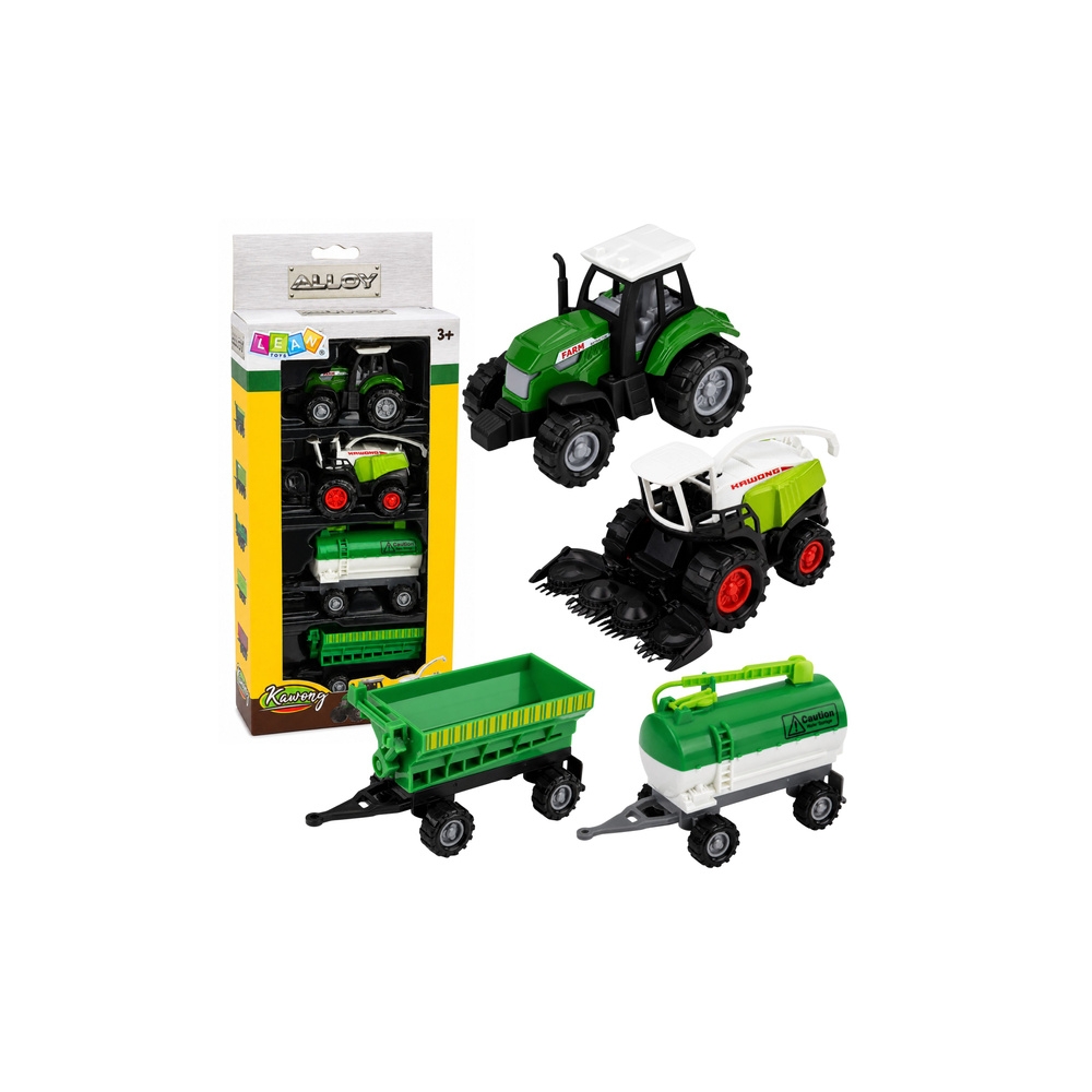 Zestaw Pojazdy Rolnicze Traktor Sieczkarnia Cysterna Rozrzutnik 1:68 4 szt.