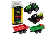 Žemės ūkio transporto priemonių rinkinys: traktorius, šienapjovė, priekabos, transportas, mastelis 1:68, 4 vnt.