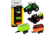 Zestaw Pojazdów Rolniczych Traktor Sieczkarnia Przyczepy 1:68 4 szt.