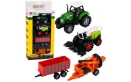 Zestaw Pojazdów Rolniczych Traktor Sieczkarnia Przyczepa Prasa 1:68 4 szt.