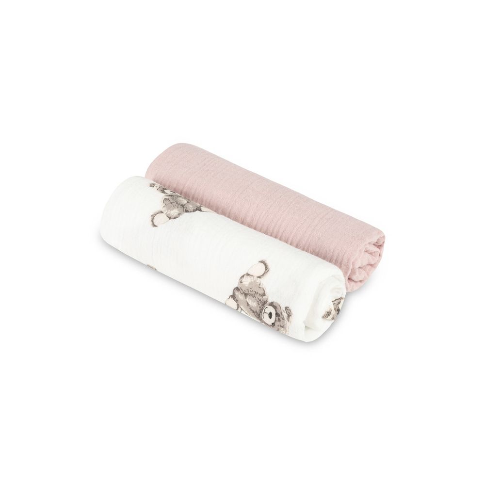 PIELUCHA MUŚLIN KRESZOWANY 60X75 2-PACK TEDDY PINK