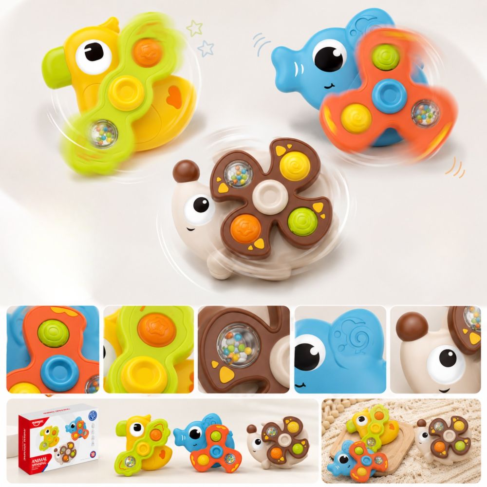 WOOPIE BABY Sensory Spinners Suction Cups Animals 3 pcs. 