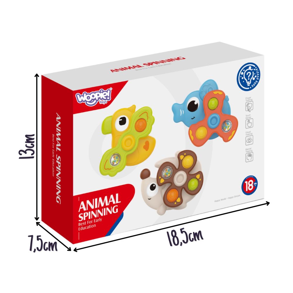 WOOPIE BABY Sensory Spinners Suction Cups Animals 3 pcs. 