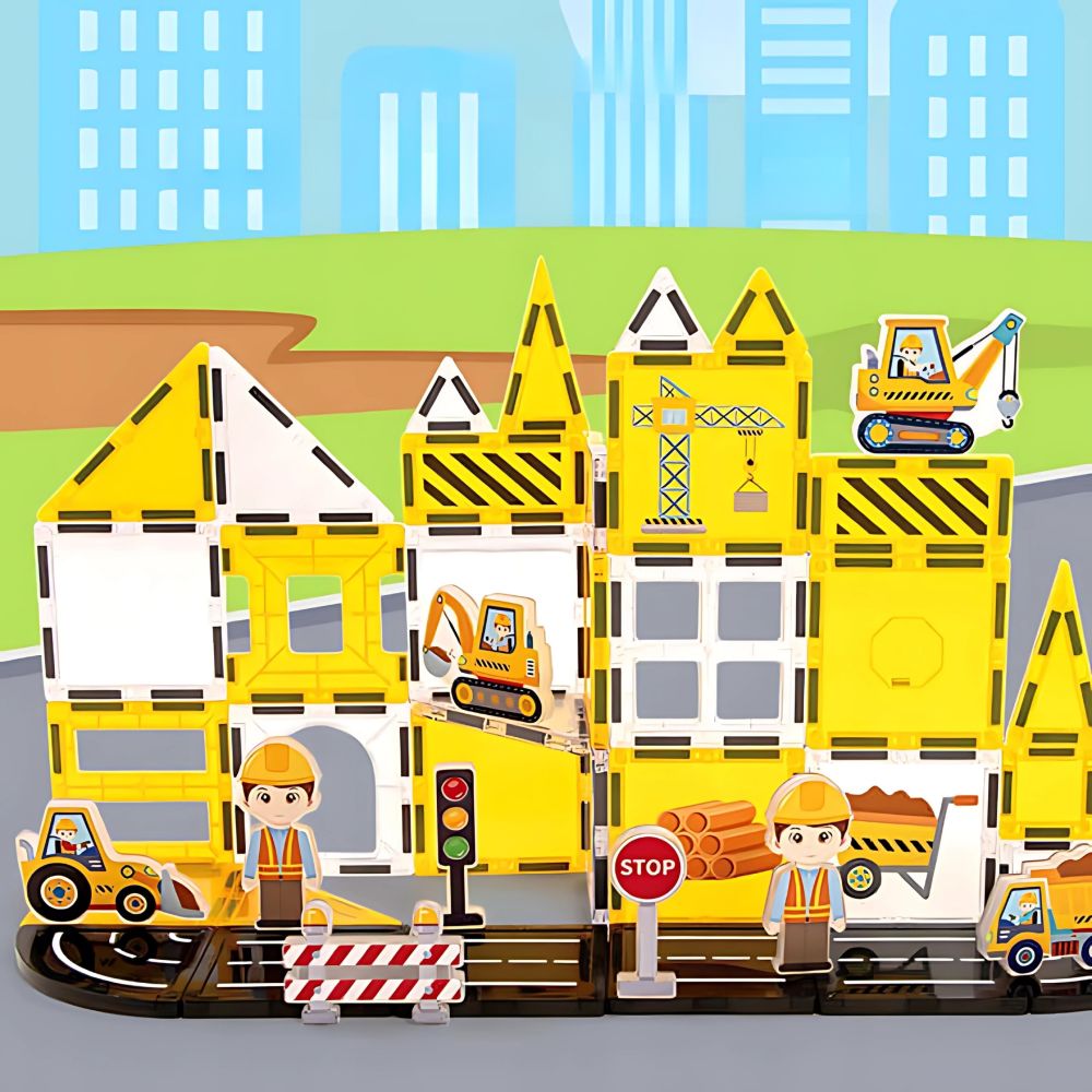 WOOPIE Magnetic Building Blocks 7.5 cm Construction Site STEAM 47 pcs. 