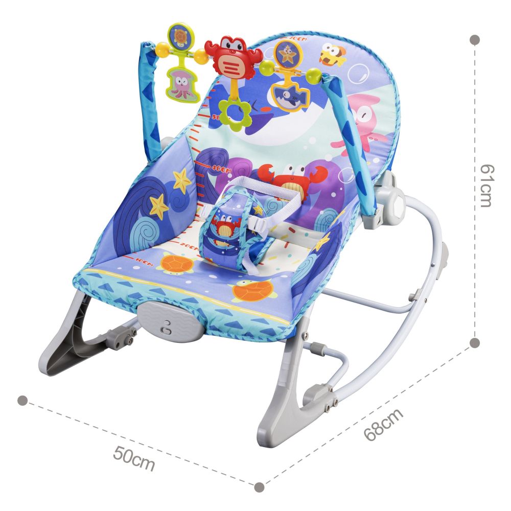 WOOPIE BABY 2-in-1 Rocker and Bouncer Crab Interactive Vibrations Melodies 