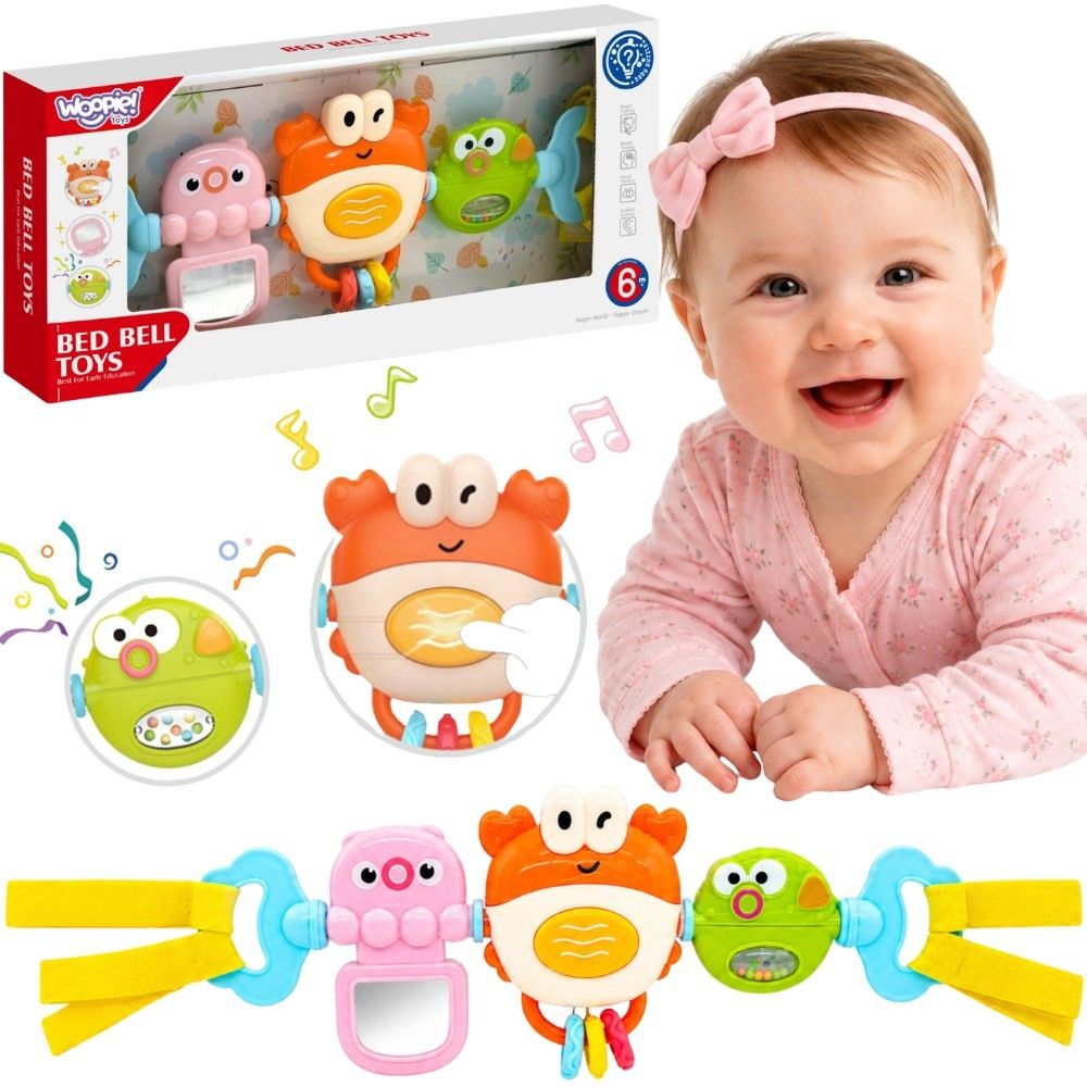 WOOPIE BABY Pendant for Stroller Crib Sensory Playing Crab Mirror Fish 6m 