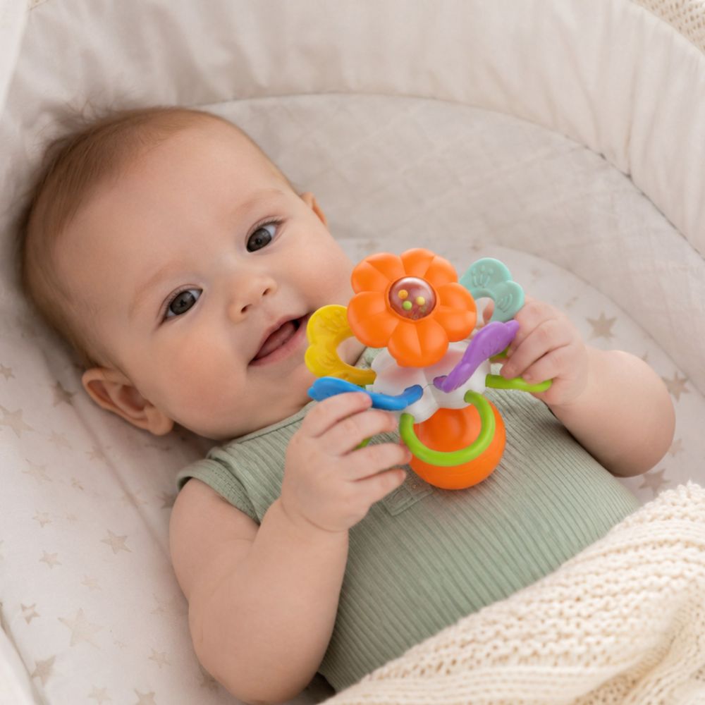 Barškutis-kramtukas WOOPIE BABY Gėlė, 0 mėn. ir vyresniems