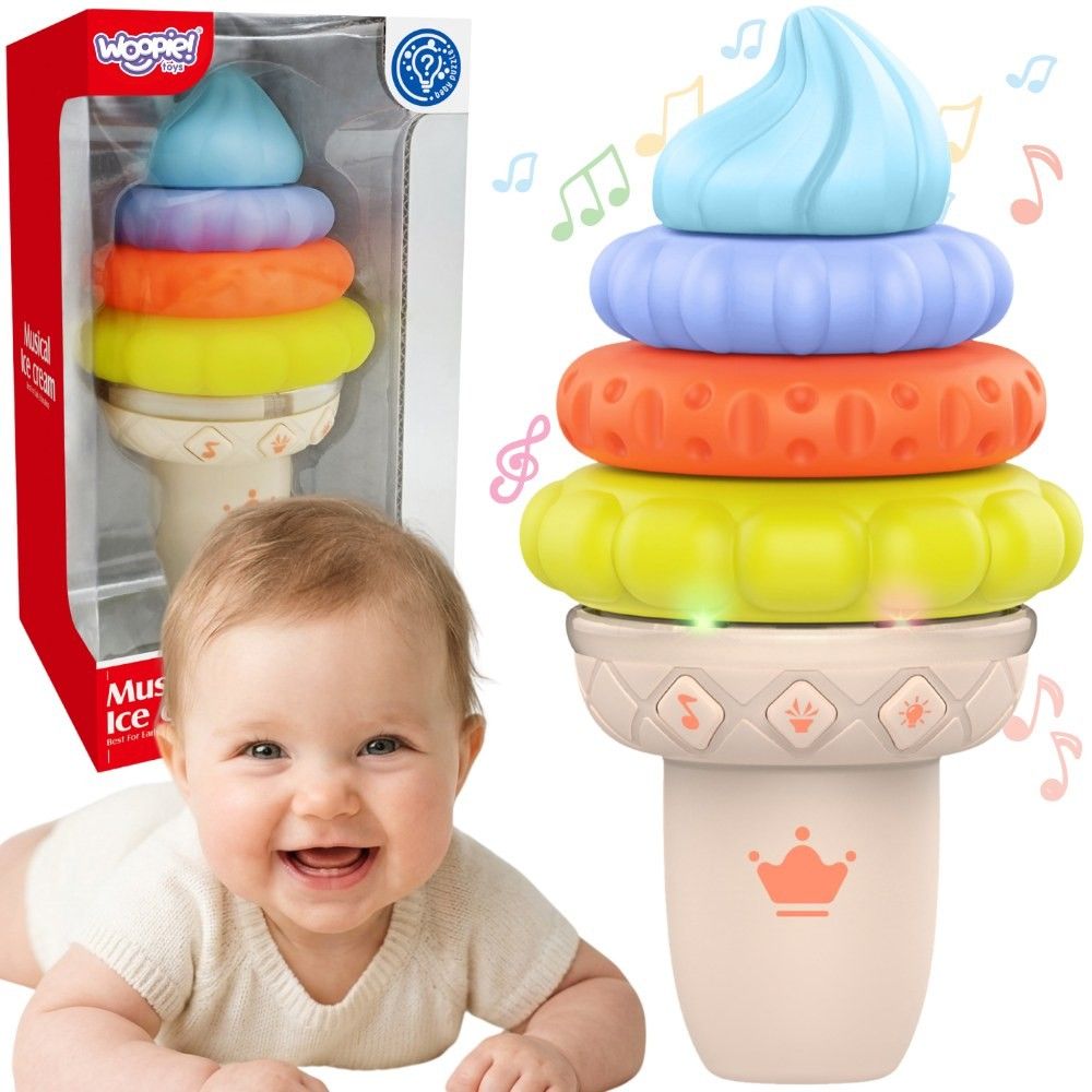 Interaktyvus muzikinis ledų žaidimas WOOPIE BABY dėlionė, 5 dalys, su garsu ir šviesa
