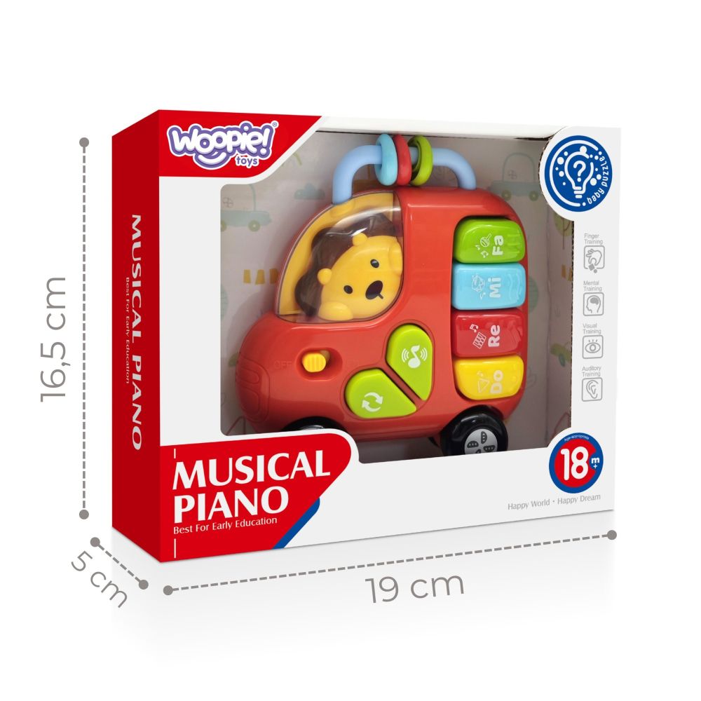 WOOPIE BABY Interactive Piano Bus Lion Musical Organ Sounds Lights 18m 