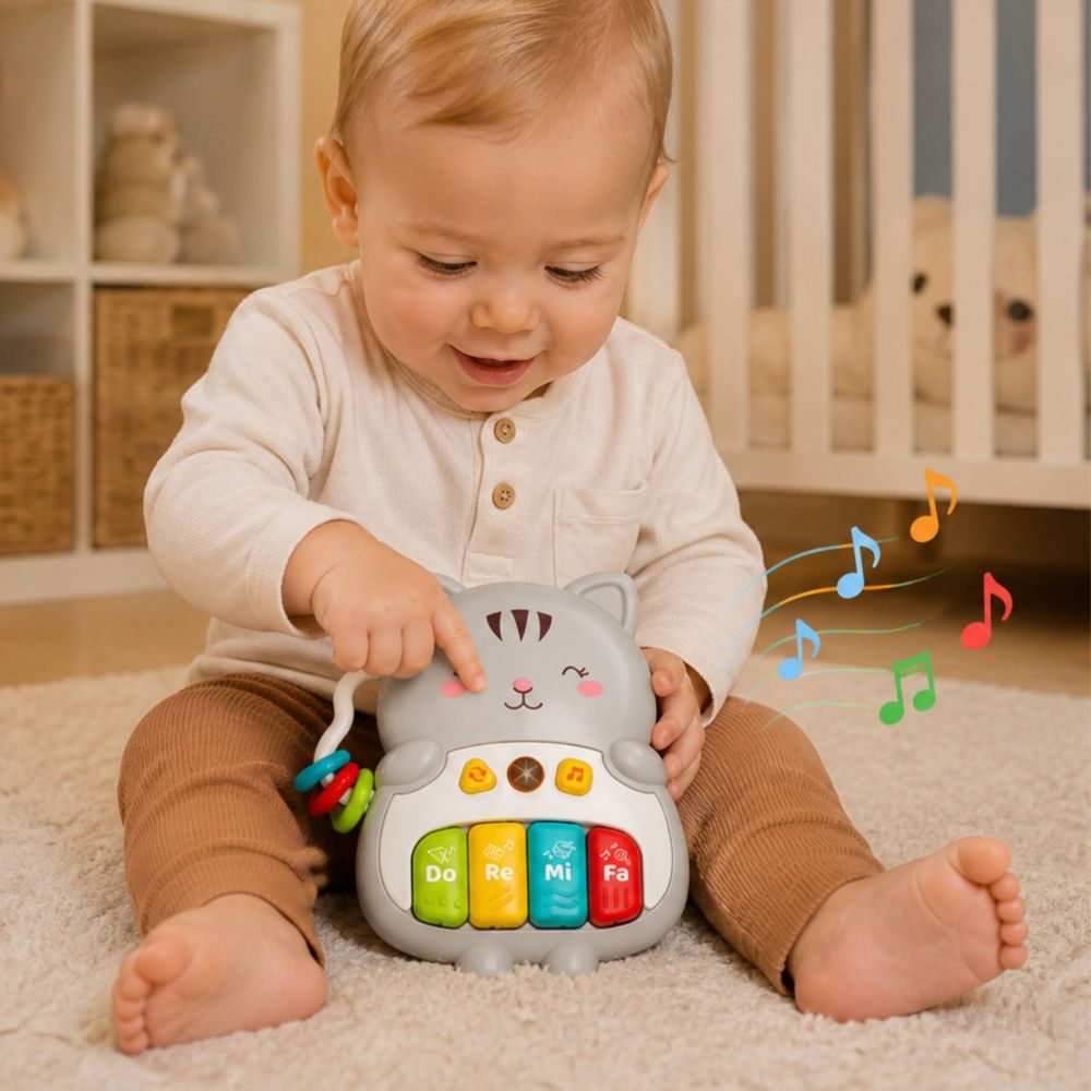 Interaktyvus pianinas WOOPIE Piano Kitty su šviesos efektais, nuo 18 mėn.