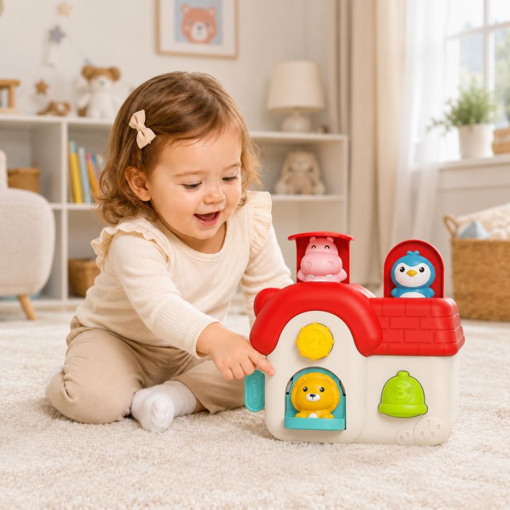 WOOPIE BABY Interactive Pop-Up House Pop-Up Animals Manipulative Toy 18m+ 