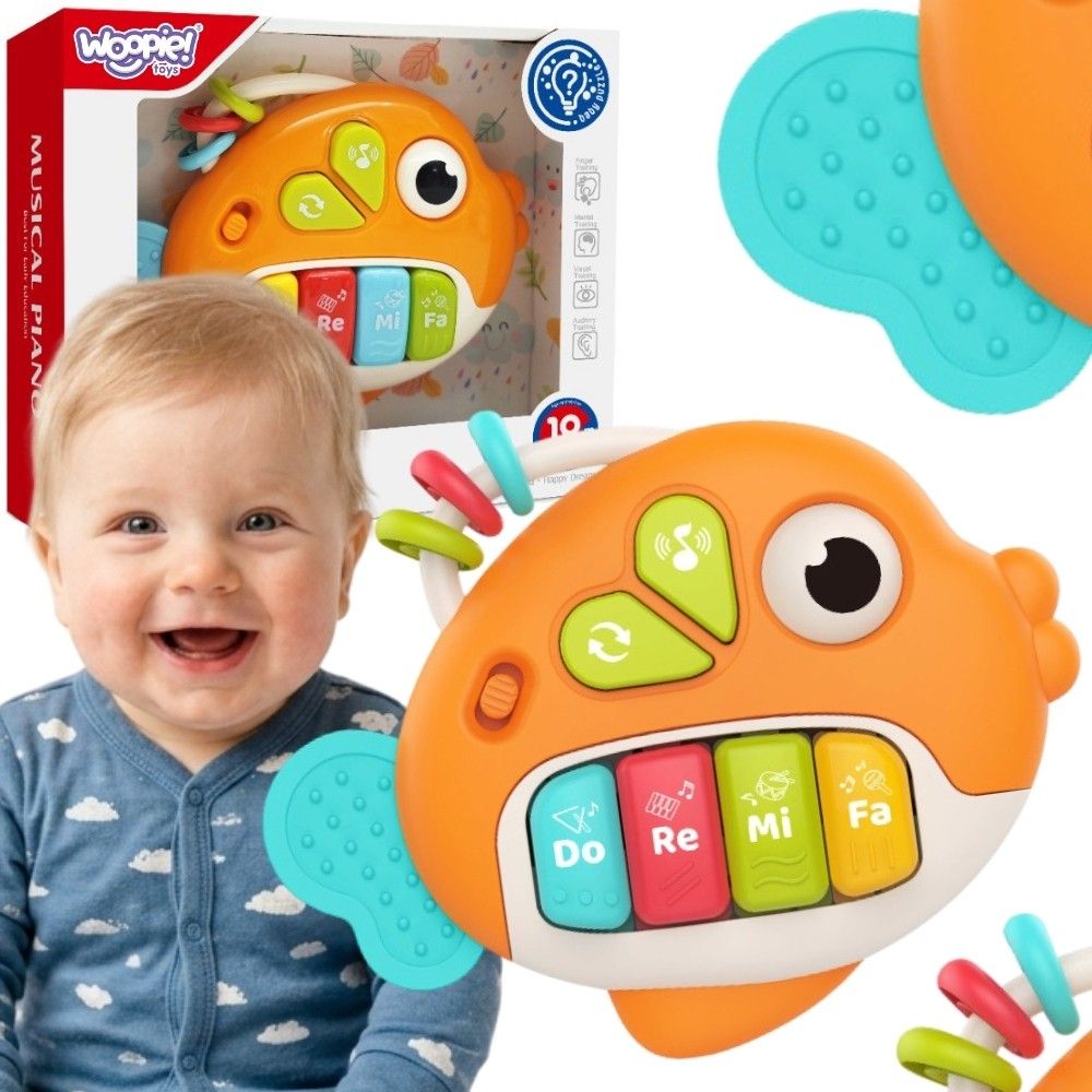 Interaktyvus pianinas WOOPIE BABY Fish Organ su muzikiniais garsais ir šviesos efektais, nuo 18 mėn.